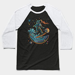 Astronaut Surfing | Sci-Fi Space | Cool Trippy Astronaut Baseball T-Shirt